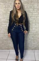 Calça jeans feminina com botões com elastano - Everest Model