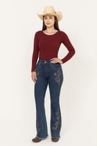 Calça Jeans Feminina Country Bordada Flare Rodeio Boiadeira Calça Jeans Feminina Country Bordada Flare Rodeio Boiadeira