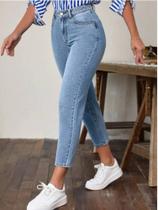 Calça Jeans Feminina De Cintura Alta Com Bolsos, Micro Elástica, Perna Reta, Cor Sólida, Versátil Calça Jeans Feminina De Cintura Alta Com Bolsos, Micro Elástica, Perna Reta, Cor Sólida, Versátil