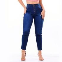 Calça Jeans Feminina Destroyed Azul Com Strech Confortavel Super Barato