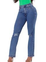 Calça Jeans Feminina Destroyed Joelho Wide Leg Fit-9029 - LD jeans