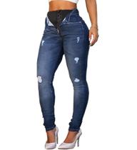 Calça Jeans Feminina efeito Lipo Cintura Alta Modelagem Levanta Bumbum - Sawary