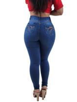 Calça Jeans Feminina Elastano Cintura Alta Cós Alto Lycra Empina Bumbum