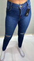 Calça jeans Feminina Escura Skynni Cos Alto - Karfos