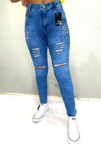 Calça jeans Feminina Escura Skynni Cos Alto - Karfos