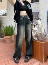 Calça Jeans Feminina Estilo Harajuku, Calça Jeans Larga Solta Retrô Reta Outono Inverno Moda De Rua