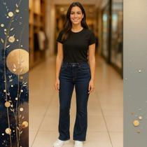 Calça Jeans Feminina Flare Azul Escuro Cintura Média Malwee Tamanho:34Cor:Azul