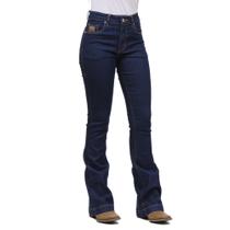 Calça Jeans Feminina Flare Azul Escuro com Elastano Os Vaqueiros 32567