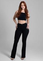 Calça Jeans feminina Flare Boca de sino Sawary