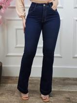 Calça Jeans Feminina Flare Cintura Alta Cós alto Elastano Lycra Empina Bumbum