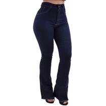 Calça Jeans Feminina Flare Cintura Alta Elastano Levanta Empina Bumbum