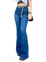 Calça Jeans Feminina Flare Cor Jeans Médio Coutry Até 46 - Star Boutique
