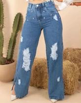Calça jeans feminina flare, destroide 42 Calça jeans feminina flare, destroide 42