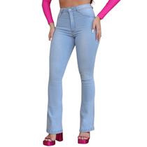 Calça Jeans Feminina Flare Lavagem Clara Comfort Premium