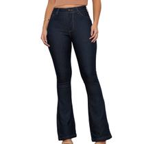 Calça Jeans Feminina Flare Lavagem Escura Premium