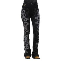 Calça Jeans Feminina Flare Preta com Strass Texas Ranch 36220