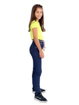 Calça Jeans Feminina Infantil Meninas Com Regulador Lycra