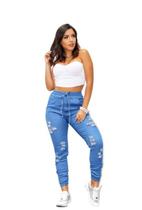 Calça Jeans Feminina Jogger Destroyed Cintura Alta Blogueira - Moda Store