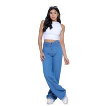 Calça Jeans Feminina Juvenil Wide Leg Retrô Premium Tendência