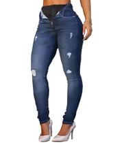 Calça Jeans Feminina Lipo Sawary Cós Alto E Cinta Modeladora