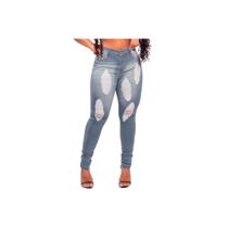 Calça Jeans Feminina Lisa com detalhe moderno