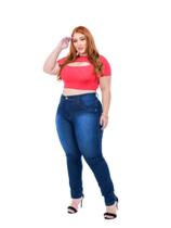 Calça Jeans Feminina Lycra Plus Size Gg Skinny Cintura Alta basica - Ninas Boutique