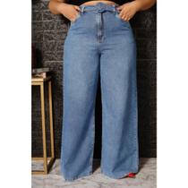calça jeans feminina modelo pantalona - vihmodas