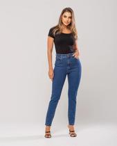 Calça Jeans Feminina Mom Básica Com Elastano Escura Consciencia Jeans