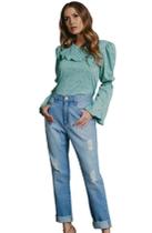 Calça Jeans Feminina Mom Maria Poá Calça Jeans Feminina Mom Maria Poá