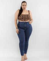 Calça Jeans Feminina Mom Plus Size Básica com Elastano 00229 Escura