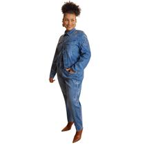 Calça Jeans Feminina Mom Plus Size Com Bordado Chapa Barriga Lunender