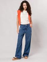 Calca Jeans Feminina Mulher Larga Pantalona Reta Balão Estilosa Ana Castela Virginia