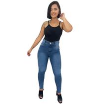 Calça Jeans Feminina Mulher Skinny Cintura Alta Com Lycra