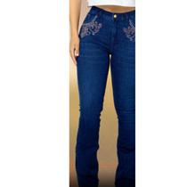 Calça Jeans Feminina Ox Horns Bordada com Brilho