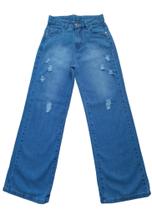 Calça Jeans Feminina Pantalona Wide Leg Infantil Juvenil tam 10 ao 16 (6241) - review jeans