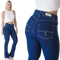 Calça Jeans Feminina Petit Flare HNO Barra Desfiada Azul Calça Jeans Feminina Petit Flare HNO Barra Desfiada Azul