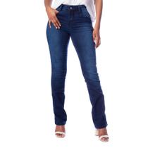 Calça Jeans Feminina Pitt Reta Cintura Média Azul Escuro