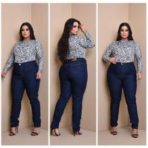 Calça Jeans Feminina Plus Size Cintura Alta Elastano - DB
