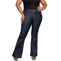 Calça Jeans Feminina Plus Size Modelo Pantalona Comfort