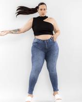 Calça Jeans Feminina Plus Size Skinny Botão Duplo 22248 Média