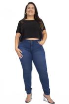 Calça Jeans Feminina Plus Size Skinny Cintura Alta Com Elastano Calça Jeans Feminina Plus Size Skinny Cintura Alta Com Elastano