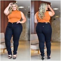 Calça jeans feminina plus size Skinny cintura alta com lycra - Empório Ricci