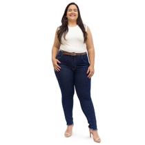 Calça Jeans Feminina, Plus Size, Skinny, Elastano, Com Cinto, Até 56