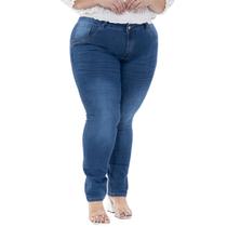 Calça Jeans Feminina Plus Size Skinny Elastano Power Cintura Alta Levanta Bumbum