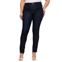 Calça Jeans Feminina Plus Size Skinny Escura Com Elastano