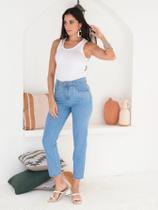 Calça jeans feminina premium mon strass marmorizada com bolso forro