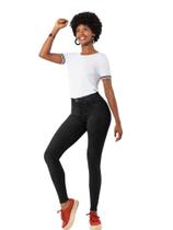 Calça jeans feminina preta fit for me veste 3 tamanhos lunender 0024j
