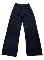 Calça Jeans Feminina Preta Wide Leg Infantil Juvenil Pantalona (R:6291)
