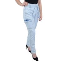 Calça Jeans Feminina Recuzza Cargo Azul Clara - 10701 Calça Jeans Feminina Recuzza Cargo Azul Clara - 10701