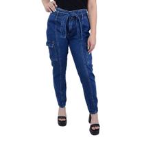 Calça Jeans Feminina Recuzza Cargo Azul Escuro - 10701